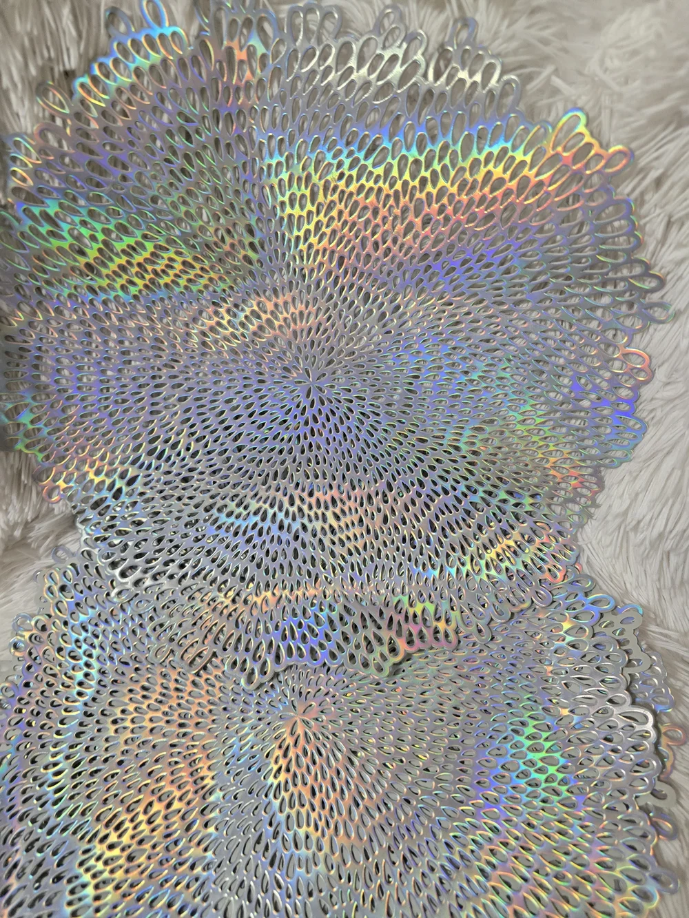 Holographic Iridescent Placemat Set - Silver Prism Finish